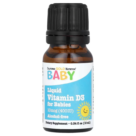 California Gold Nutrition Baby Vitamin D3 Drops 10 mcg (400 IU) 0.34 fl oz (10 ml)