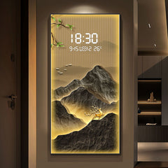 BLISS VIE Digital Clock with Painting with LED Mountain