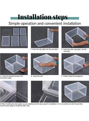 1CHASE Stackable Shoe Storage Box, Side Open Black 6Pcs Set