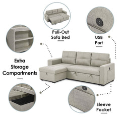 Castro 3-Seater Reversible Fabric Corner Sofa Bed