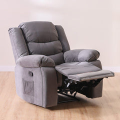 Mina 1 Seater Manual Air Leather Recliner with Cupholder and Pockets