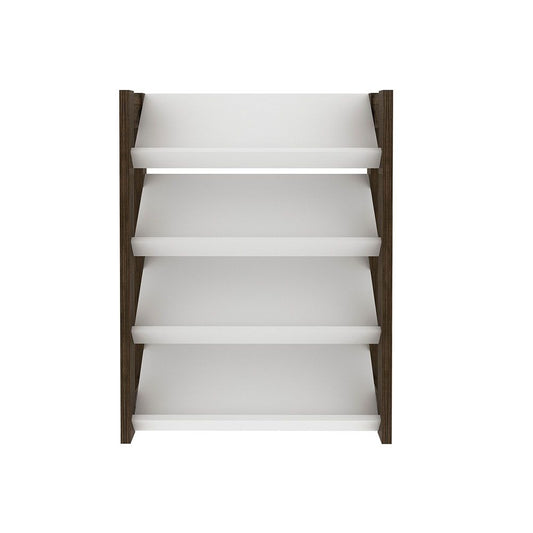 Lean 4-Tier Shoe Cabinet - 12 Pairs - White/Walnut