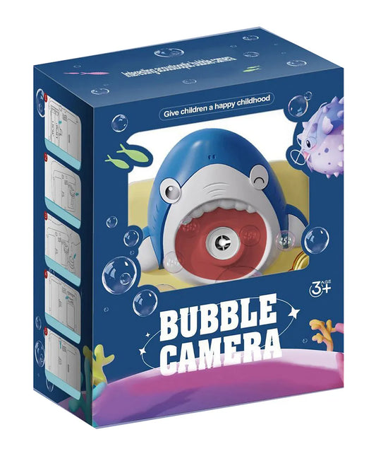 كاميرا أطفال STEM على شكل سمكة قرش تنفخ الفقاعات - لعبة كهربائية مزودة بموسيقى وأضواء للأطفال من عمر 3 سنوات فما فوق