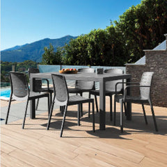 Cosmoplast Cedargrain 6-seater Outdoor Dining Set of Table & Chairs