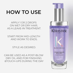 Kérastase Blond Absolu L’Huile Cicagloss Refillable Hair Oil 75ml and Refill Capsule Duo for Blonde or Lightened Hair