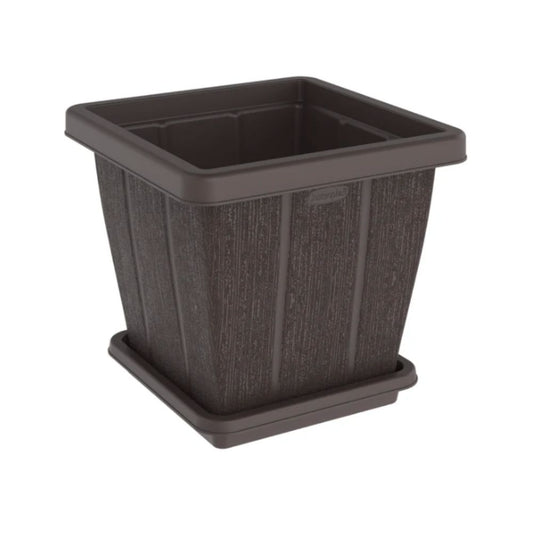 Cosmoplast Cedargrain Square Planter with Tray 30L