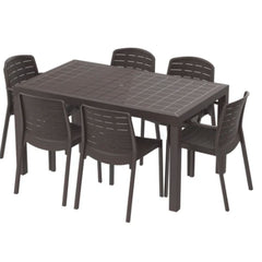 Cosmoplast Cedargrain 6-seater Outdoor Dining Set of Table & Chairs
