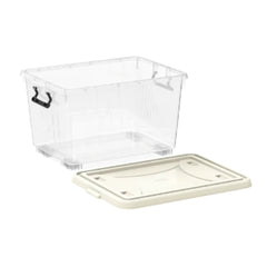 Cosmoplast Clear Plastic Storage Boxes with Wheels & Lockable Lid 22L
