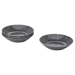 IKEA STRIMMIG Deep plate, stoneware grey, 23 cm