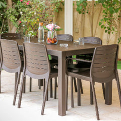 Cosmoplast Cedargrain 6-seater Outdoor Dining Set of Table & Chairs