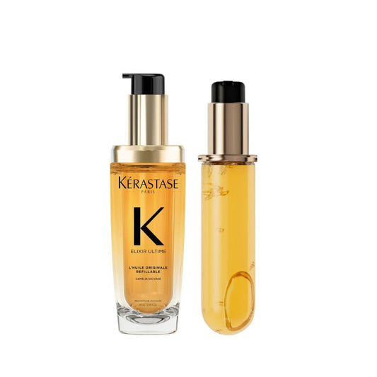 Kérastase Elixir Ultime L'Huile Originale Hair Oil 75ml for All Hair Types with 75ml Refill Bundle