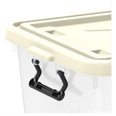 Cosmoplast Clear Plastic Storage Box with Wheels & Lockable Lid 55L