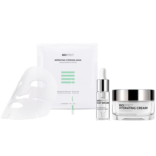 BIOEFFECT Icons Set including EGF Serum, Hydrating Cream 50ml and Imprinting Hydrogel Mask 25g