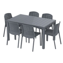 Cosmoplast Cedargrain 6-seater Outdoor Dining Set of Table & Chairs