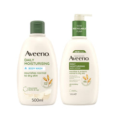 مجموعة أفينو اليومية المرطبة من غسول ولوشن لحماية البشرة الجافة، عبوة ميجا 1 لتر