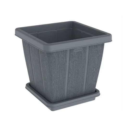 Cosmoplast Cedargrain Square Planter with Tray 45L