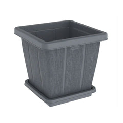 Cosmoplast Cedargrain Square Planter with Tray 45L