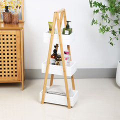 Magnus Bamboo 3-Tier Storage Rack - Nature/White - 30x18.5x81.5 cm