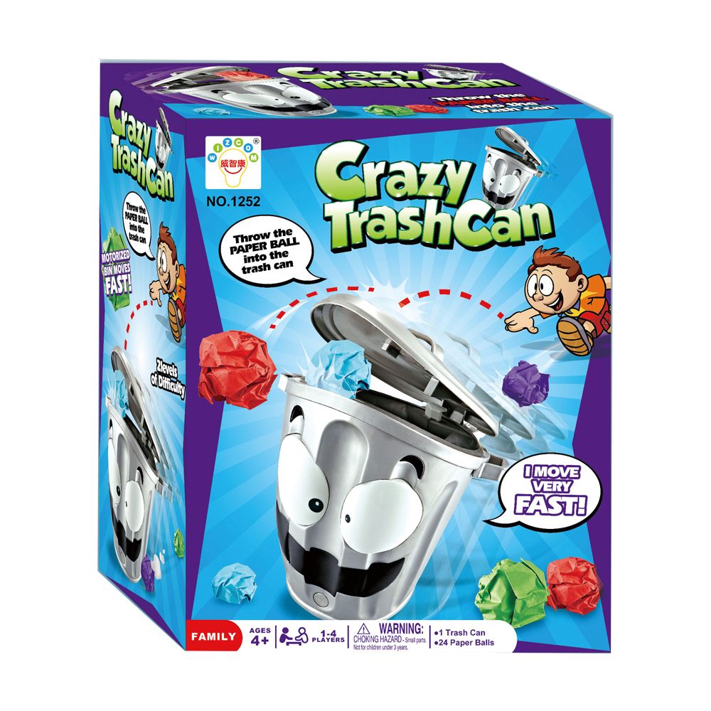 Wizcom Crazy Trash Can - Throw the Paper Ball into the Trash Can - for 3+ Ages