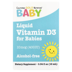 California Gold Nutrition Baby Vitamin D3 Drops 10 mcg (400 IU) 0.34 fl oz (10 ml)
