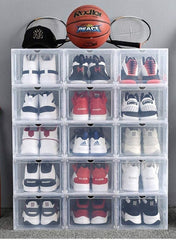 1CHASE Stackable Transparent Shoe Storage Box, Front Open 6Pcs Set