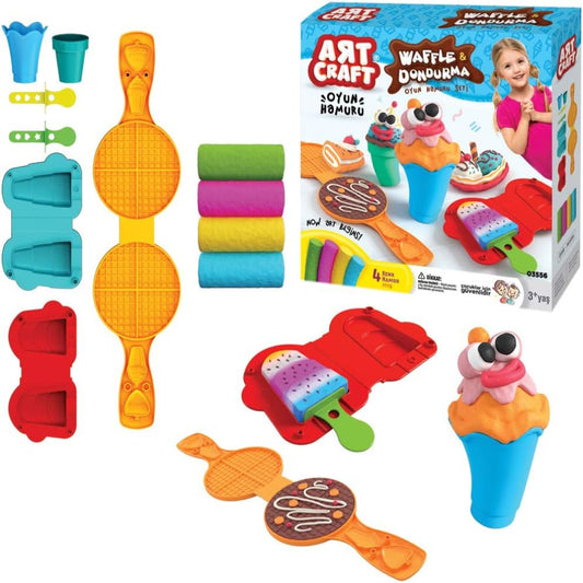 Dede Toys Art Craft Waffle and Ice-Cream Dough Set – Multicolor