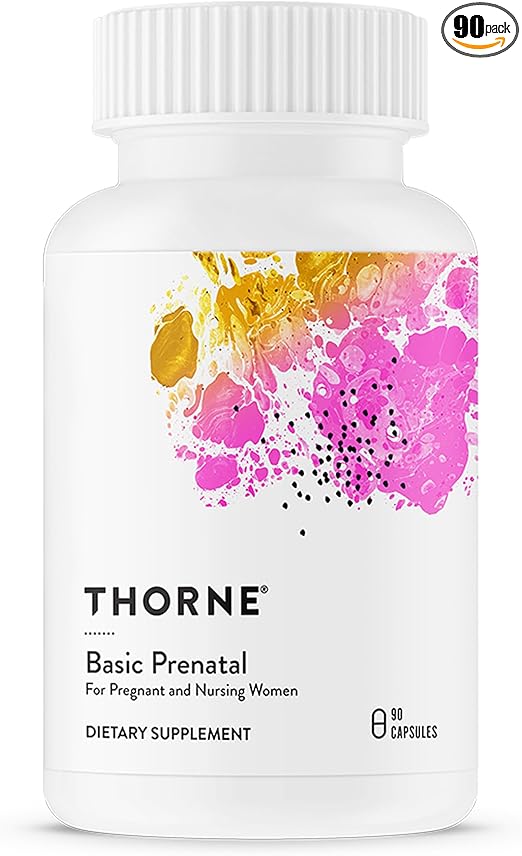 THORNE Basic Prenatal - Well-Researched Folate Multi for Pregnant and Nursing Women includes 18 Vitamins and Minerals, plus Choline - 90 Capsules - 30 servings