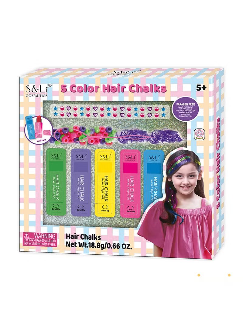 S&LI® Swirl Up 5 Hair Chalk Color Set - 5+ Ages - Paraben Free - For Girls