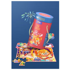 Playful Mario Step into the Spectacular Circus: Engaging 41-Piece Educational Puzzle in Large Cylinder Box