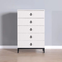 Defne Chest of 5 Drawers - Cream/Black