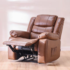 Mina 1 Seater Manual Air Leather Recliner with Cupholder and Pockets