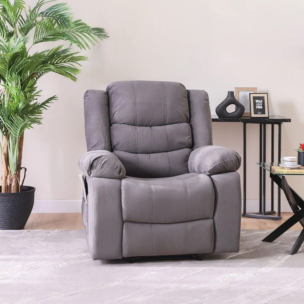 Mina 1 Seater Manual Air Leather Recliner with Cupholder and Pockets