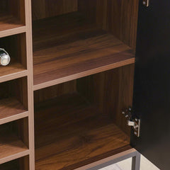 Dello Sideboard with 3-Door Storage and Bottle Rack - Walnut/Black