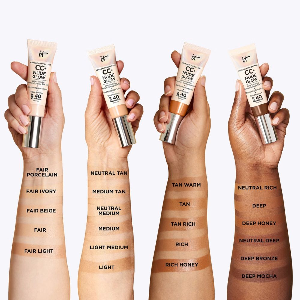 IT Cosmetics CC+ and Nude Glow Lightweight Foundation and Glow Serum with SPF40 32ml (Various Shades)