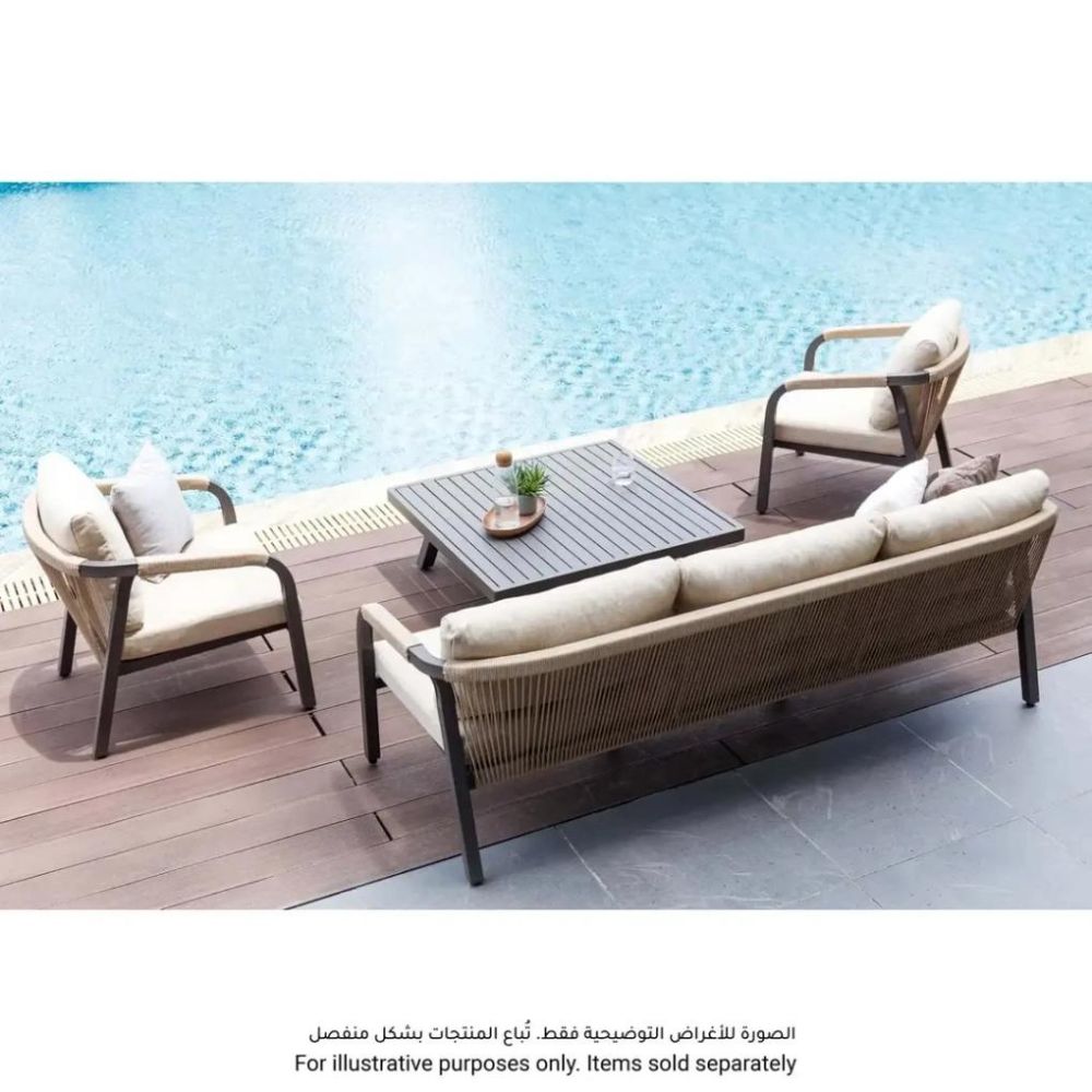 Angelo Single-Seater Aluminum & Rope Sofa (70 x 75 x 70 cm, 2 Pc.)