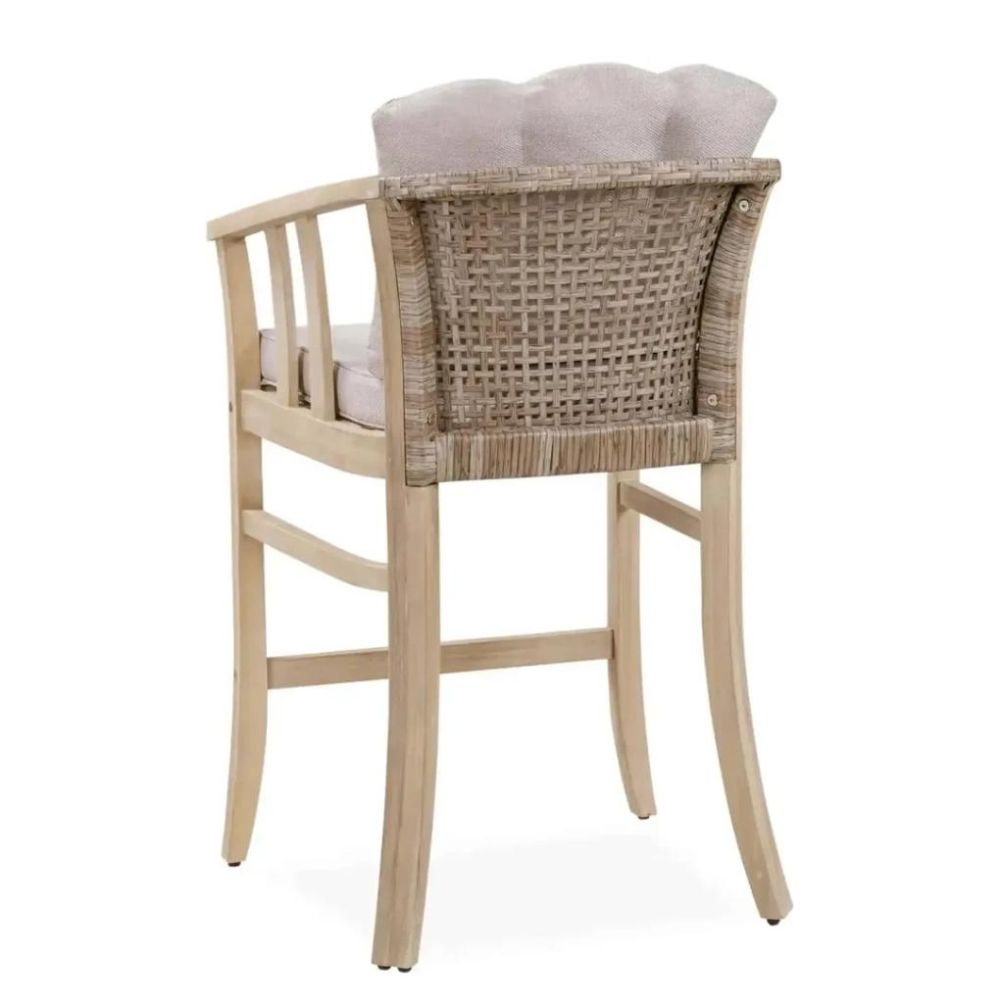 New In & Ace Exclusive Ashmore Classic Acacia Wood & Wicker Bar Chair (55.5 x 58 x 93.5 cm, 2 Pc.)