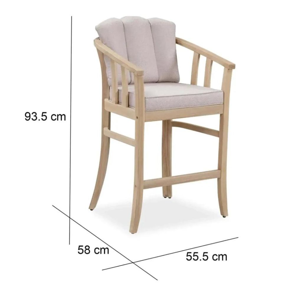 New In & Ace Exclusive Ashmore Classic Acacia Wood & Wicker Bar Chair (55.5 x 58 x 93.5 cm, 2 Pc.)