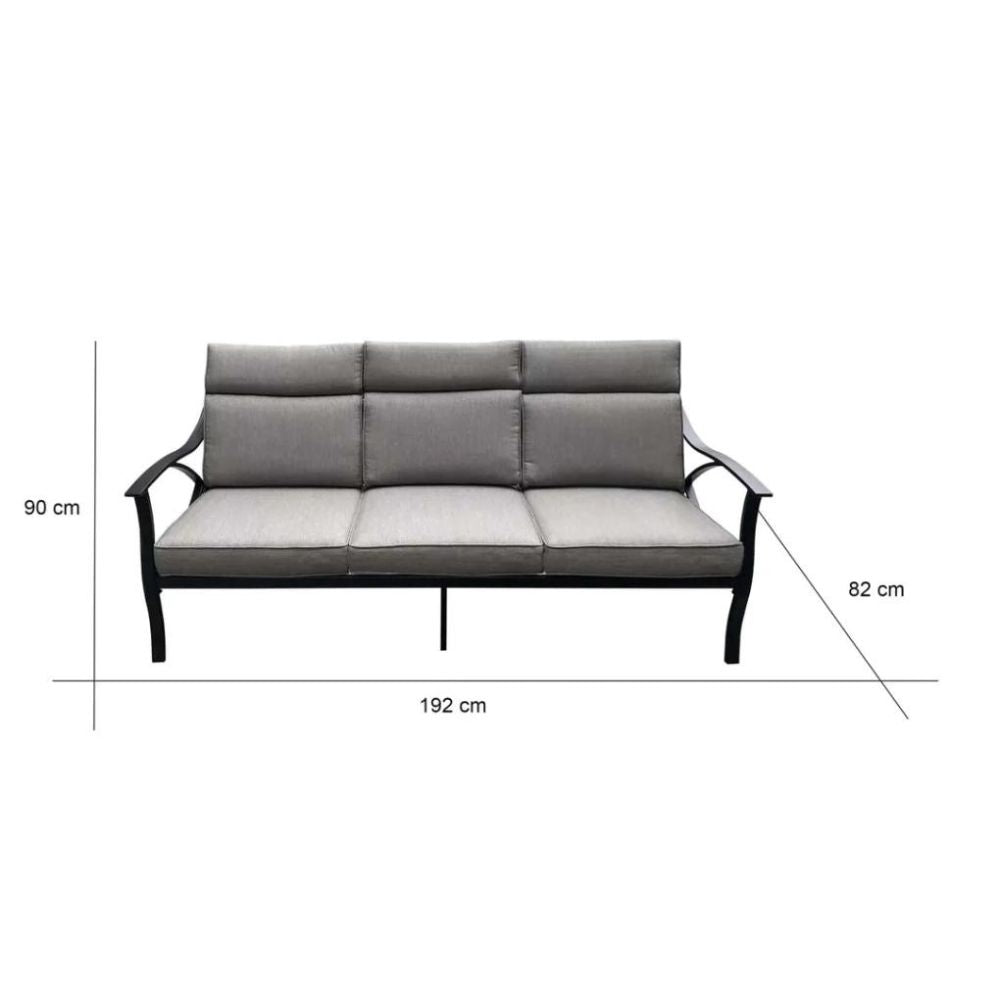 Emory 3-Seater Steel & Olefin Sofa (82 x 192 x 90 cm)