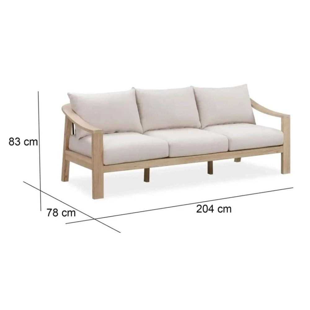 Sycamore 3-Seater Acacia & Rope Sofa (204 x 78 x 83 cm)