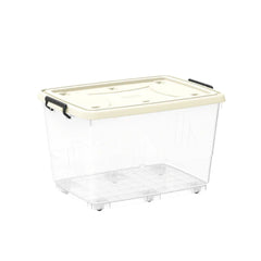 Cosmoplast Clear Plastic Storage Box with Wheels & Lockable Lid 82L