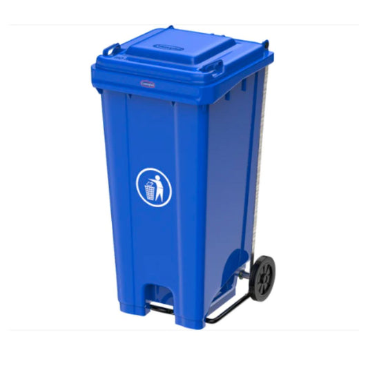 Cosmoplast Industrial Waste Bin with Pedal & Wheels 120L