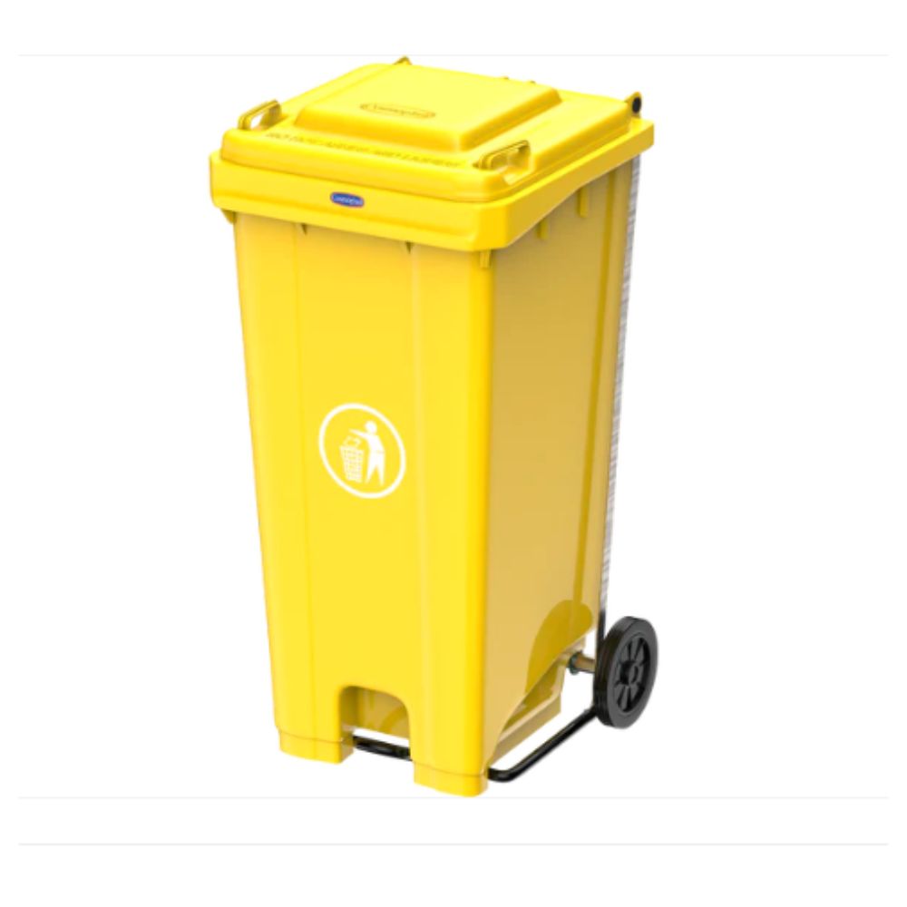 120L Industrial Waste Bin with Pedal & Wheels