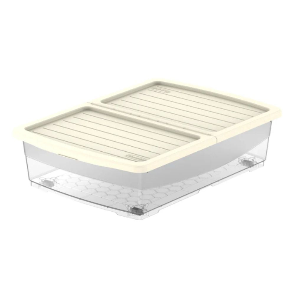 45L Clear Plastic Underbed Storage Box with Wheels & Lockable Lid