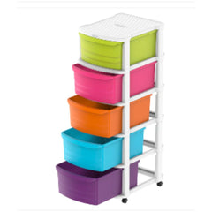 Cosmoplast Multipurpose Storage Cabinet with Wheels -5 Tiers