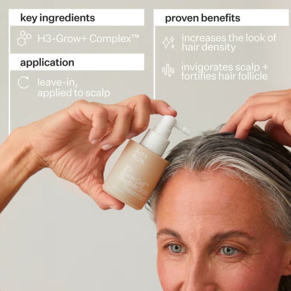 Act+Acre 3% Stem Cell Peptide H3-Grow+ Complex Scalp Treatment For Hair Thinning and Growth 89ml