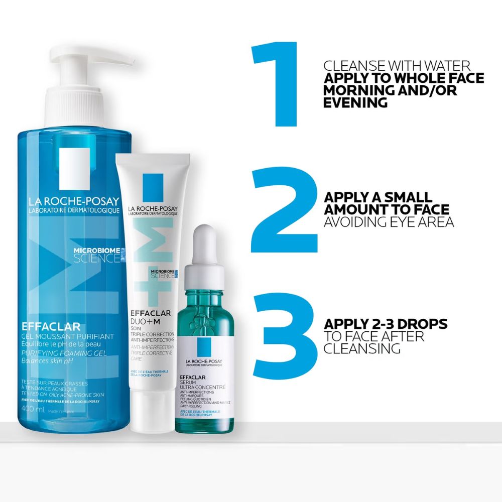 La Roche-Posay Breakout-Fighting Set- High Strength: Effaclar Cleanser, Serum and Corrective Care