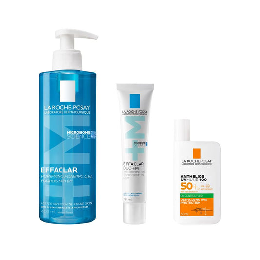 La Roche-Posay Breakout-Fighting Set- Medium Strength: Effaclar Cleanser, Corrective Care and SPF50+