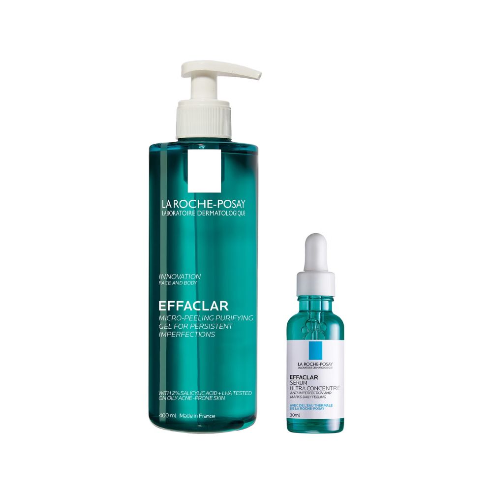 La Roche-Posay Breakout-Fighting Duo- High Strength: Effaclar Micro-Peeling Cleanser and Anti-Blemish Triple-Acid Serum