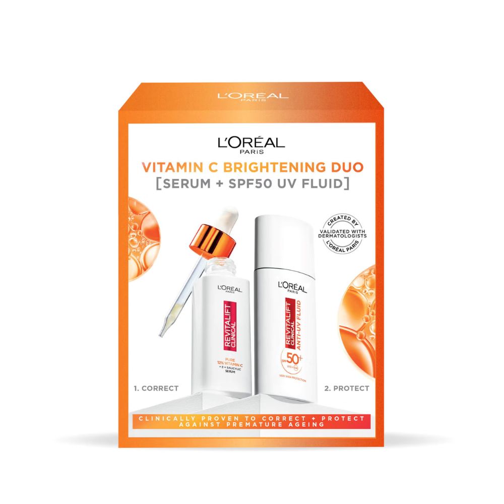 L'Oréal Paris Revitalift Pure Vitamin C Serum and SPF 50+ Invisible Fluid Face Duo