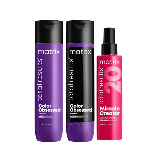 Matrix Total Results Color Obsessed Shampoo, Conditioner and Miracle Creator Routine for Colour Treated Hair